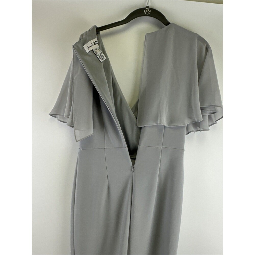 Joseph Ribkoff Dress Gray Chiffon Ruffle Shawl V-Neck Womens 4 - Picture 7 of 12